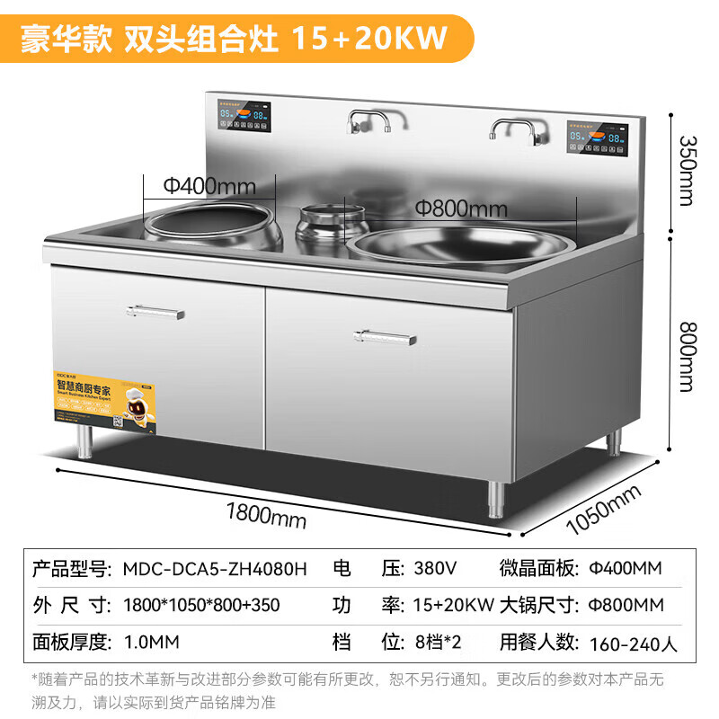 麥大廚升級(jí)款左400右800大小組合爐商用